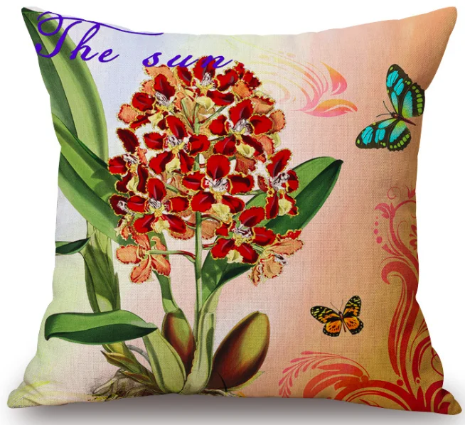 Винтажная наволочка в виде цветка розы тюльпана стрекозы для шеи, льняная наволочка для кровати, наволочка для дивана, подушка для сиденья, Подушка для украшения дома, подарок - Цвет: Лиловый