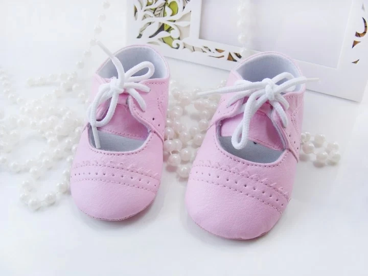1 пара брендовых детских нескользящих мягких ботинок из искусственной кожи для малышей, нескользящая детская обувь для малышей 3-12 месяцев - Цвет: Розовый