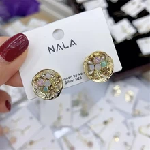 Новые модные яркие серьги-гвоздики с большим цветком, Разноцветные серьги для женщин, украшения для девочек, вечерние, подарок