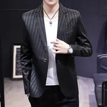 Корейская версия мужского костюма для отдыха, тонкая куртка, красивый молодой человек, весенний маленький костюм, полосатый пиджак