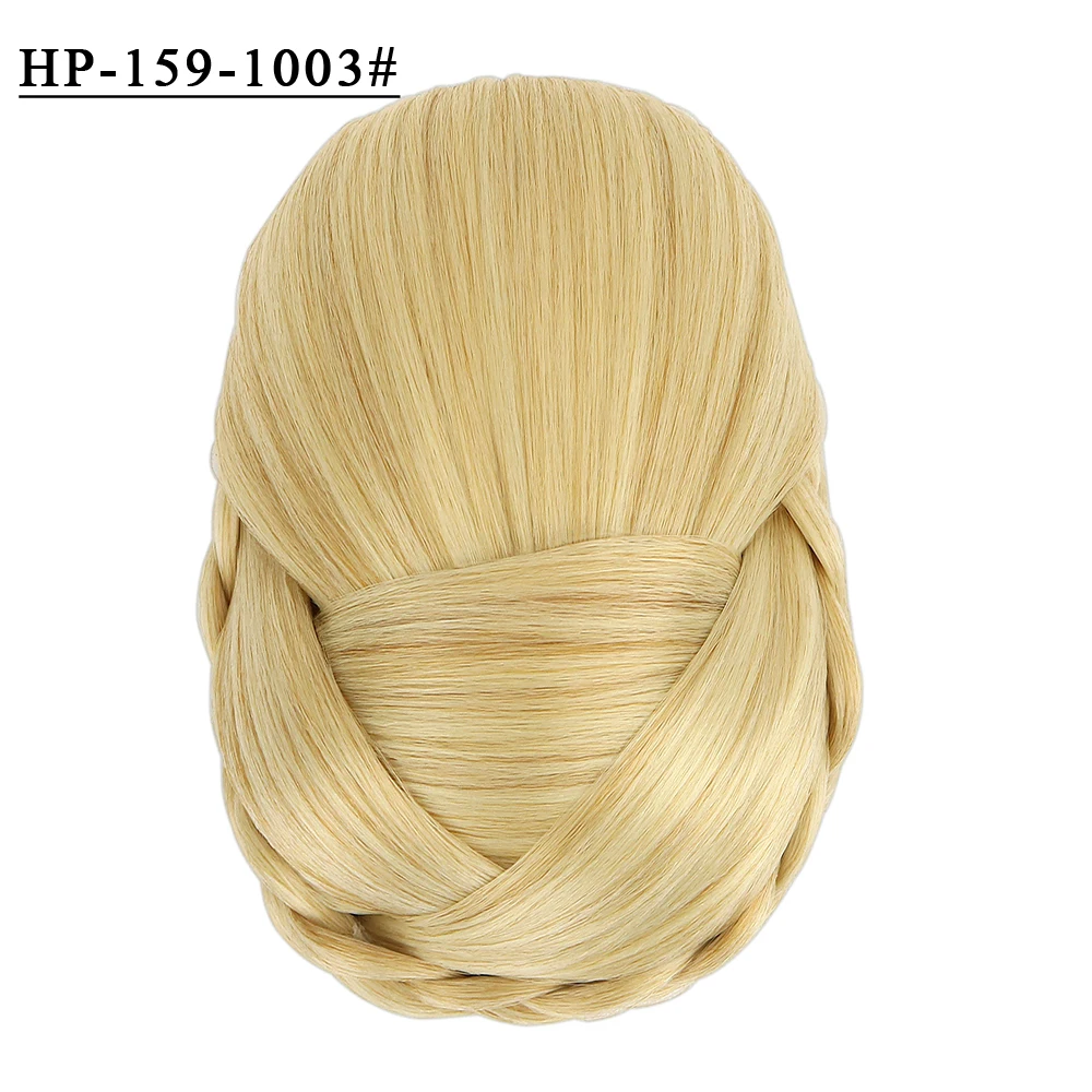 Free Beauty Curly Chignon Brown Blond Hazel Ombre Synthetic Hair Bun Extensions Rubber Band Heat Resistant Fiber for Women Girls