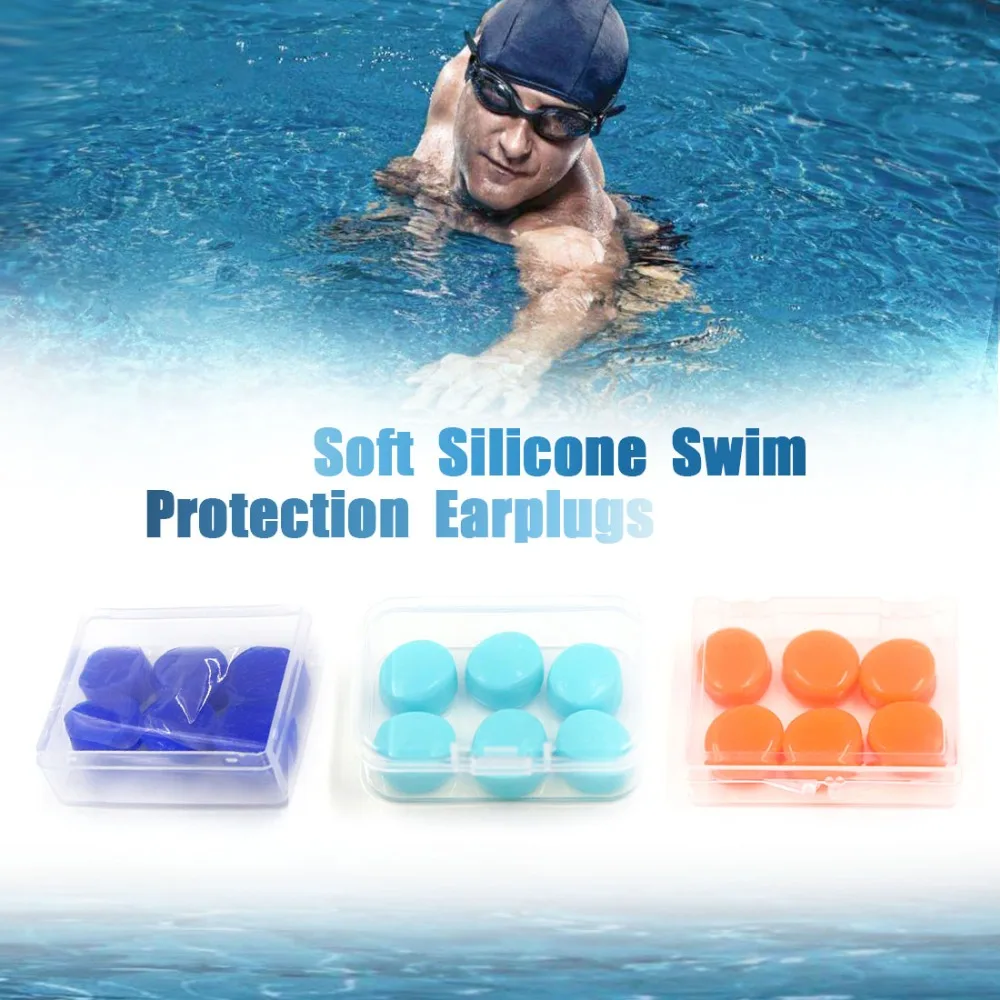 6pcs Soft Silicone Earplugs Swim Flexible Ear Plugs for Adult Child
