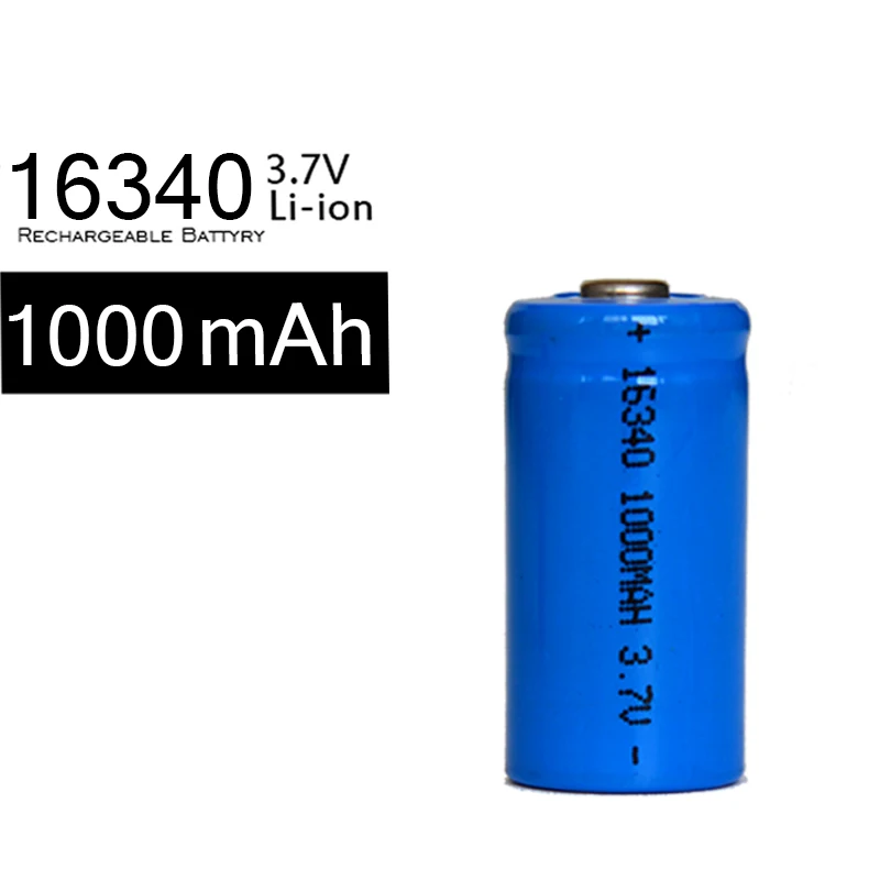 Нейтральный 100 шт Синий CR 123A 16340 3 7 V перезаряжаемый 1000mAh литий ионный