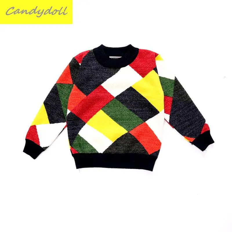 

New arrival Sweater Thickening Girls Sweater Winter New Plaid Children Sweater Girls Kids Sweater 6-10Y