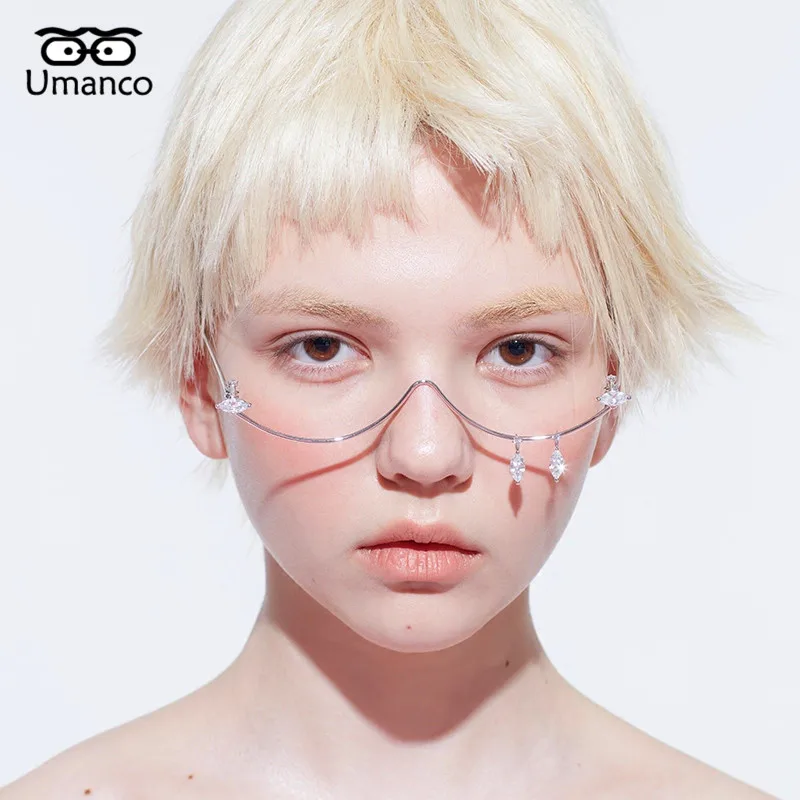 

Umanco 2019 New Fashion Silver Glasses Frame For Women Men Luxury Designer Brand Street Photography Girl Gifts