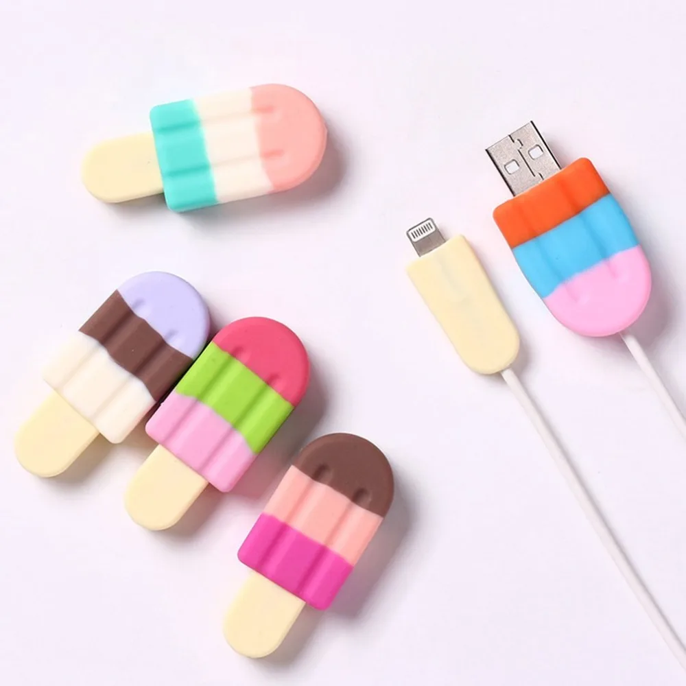 

Cable Protector Fashion Ice Cream Silicone Mobile Phone Data Cover Portable Charging Cable Protective Case for xiaomi cable