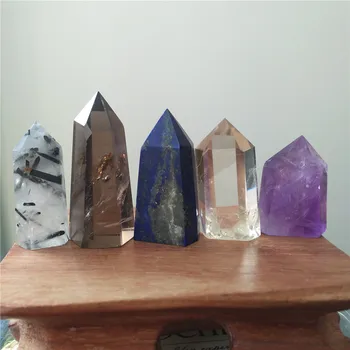 

Crystal Quartz Wand Natural Tourmaline Lapis Lazuli Crystal Point Amethyst Smoky Point Reiki Healing Quartz Obelisk Meditation