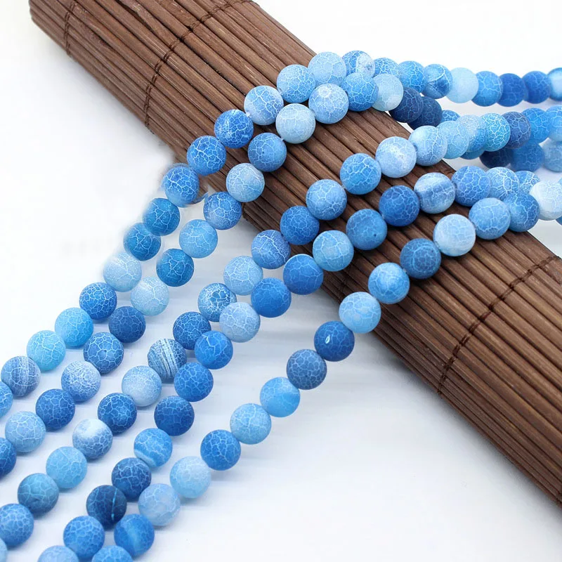 Выветривание натуральный камень шарик Мороз Краб синий Агаты круглый разделитель для бусин для самостоятельного изготовления ювелирных изделий ожерелья браслеты оптом - Цвет: Sky Blue