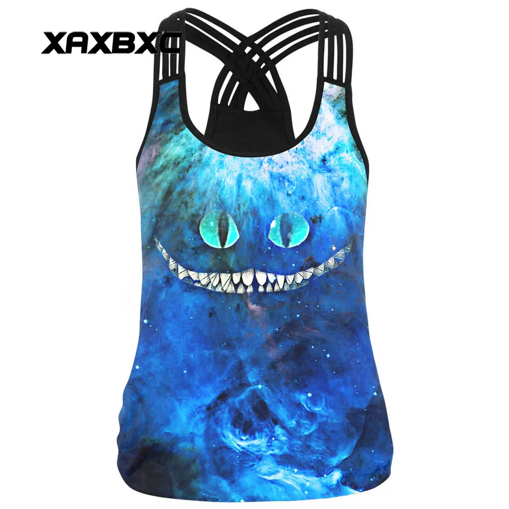 XAXBXC 007 Summer Sexy Girl Tank Tops Cheshire cat Halloween Prints