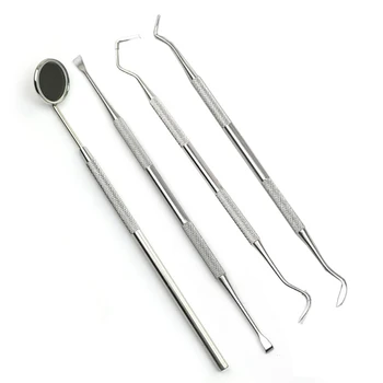 

4pcs Stainless teeth cleaning whitening Kit Dental Tools Kit Teeth Tartar Scraper Mouth Mirror Dentists Pick Tool Teeth Scaler