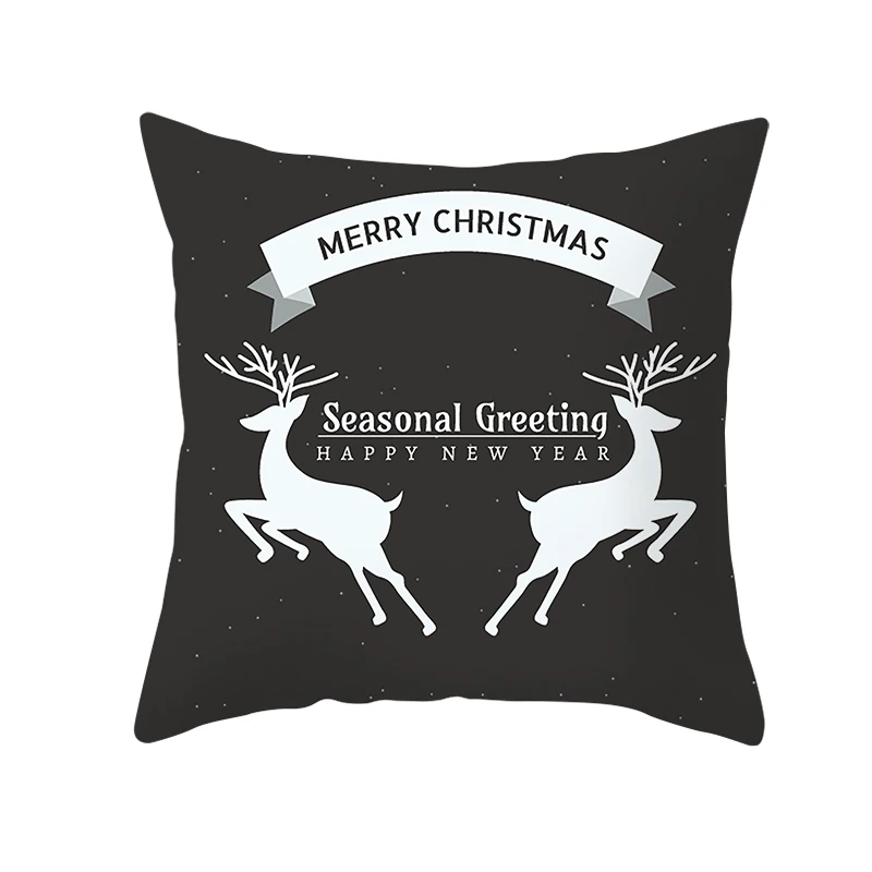 mling 1pcs 45x45cm Santa Claus Christmas Tree Pillowcase Peach Skin Pillowcase Waist Pillow Polyester Throw Pillow Case Cover