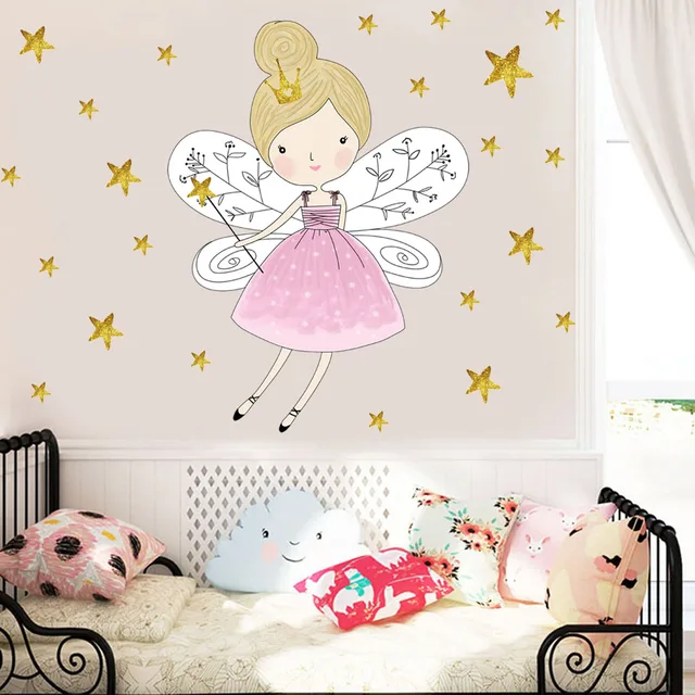 Best Quality Cute Cartoon Fairy Girl Wall Sticker Diy Stars Baby Girl Wall Decal Kids Bedroom Sofa Decoration Wall Art Home Decor 44pcs Star Best Quality Cute Cartoon Fairy Girl Wall Sticker Diy Stars Baby Girl Wall Decal Kids Bedroom Sofa Decoration Wall Art Home Decor 44pcs Star