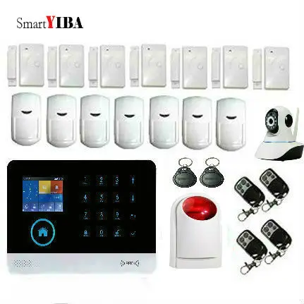 

SmartYIBA APP Remote Control SMS GPRS Burglar Alarm Kit WIFI Home Alarm System Wi-fi Security Camera Strobe Siren Alarm