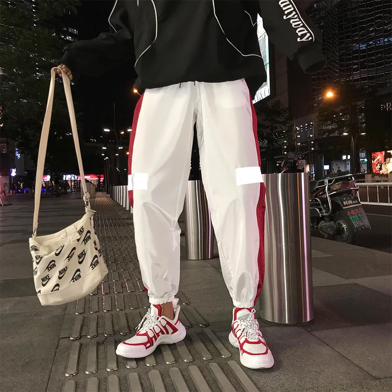 

Hot Reflect Light Hip-hop Fahion Casual Loose Sankle Banded Pants 2019 Summer Youth Teen Streetwear Pantalon Homme S-2xl