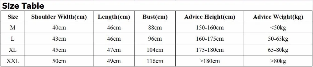 Size Table