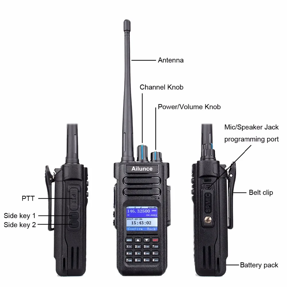Dual Band DMR Retevis Ailunce HD1 Digital Walkie Talkie Ham Amateur Radio (GPS) 10W VHF UHF Two Way Radio Hf Transceiver + Cable Dual Band DMR Retevis Ailunce HD1 Digital Walkie Talkie Ham Amateur Radio (GPS) 10W VHF UHF Two Way Radio Hf Transceiver + Cable