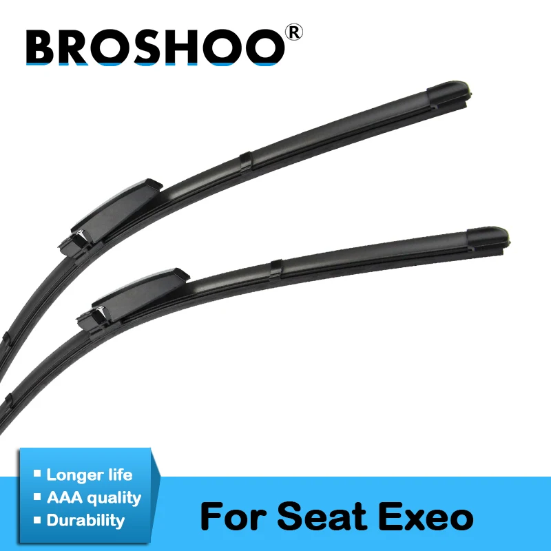 

BROSHOO Car Clean The Windshield Wiper Blades Natural Rubber For Seat Exeo 22"&22" ,2008 2009 2010 2011 2012 2013 Fit Slider Arm