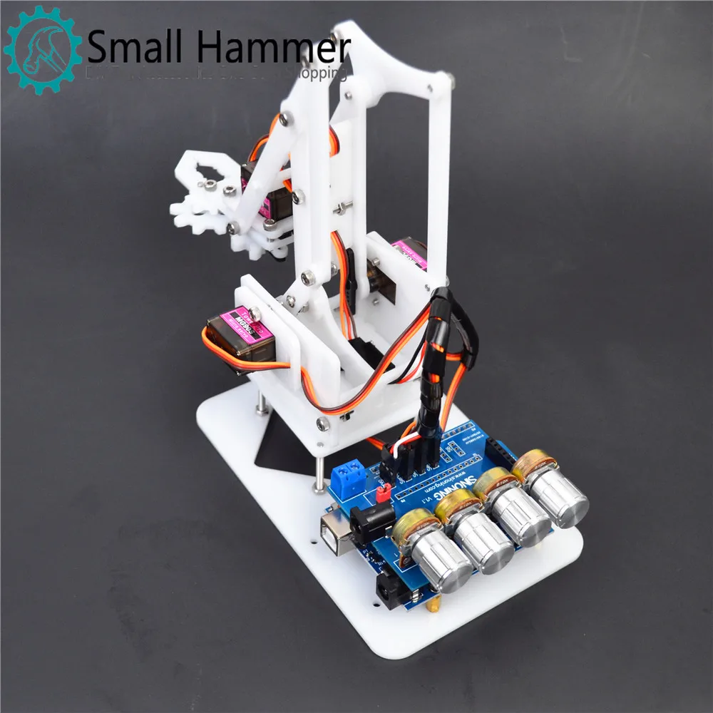 DIY Роботизированная рука arduino Обучающий набор акриловый чайник комплект 4 DOF mg90s