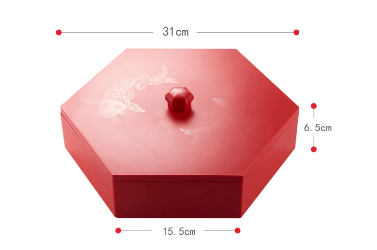 Популярная модная китайская стильная красная коробка для хранения сухофруктов Koi с крышкой, Новая креативная коробка для гайки для гостиной, конфетница LFB496