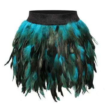 

Green Feather Shawl Shoulder Epaulettes Waistcoat Lingerie Body Harness Bra Harajuku Soft Strappy Top Skirt Dance Festival Rave