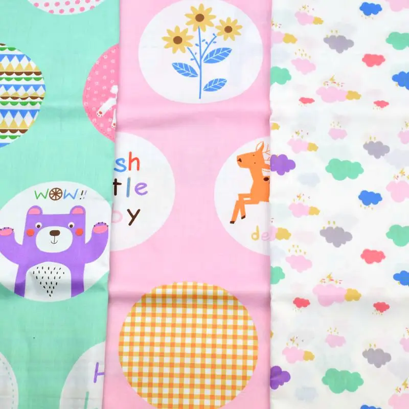 

160 * 50 cm 3 kinds of high-quality cotton color printing pattern handmade textile fabrics