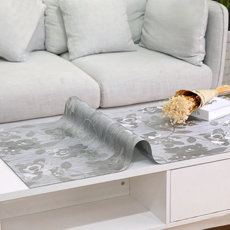 

HAZY 2019 New Style Transparent Pvc Tablecloth Protector Desk Pad Soft Glass Dining Table Cover Top Table Cloth Plastic Mat1.5mm