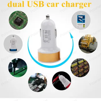 

Auto Car Dual USB circular Charger Power Socket port for small phone iPhone and Andrews 12V 1.0A 2.1A car chargers adapter