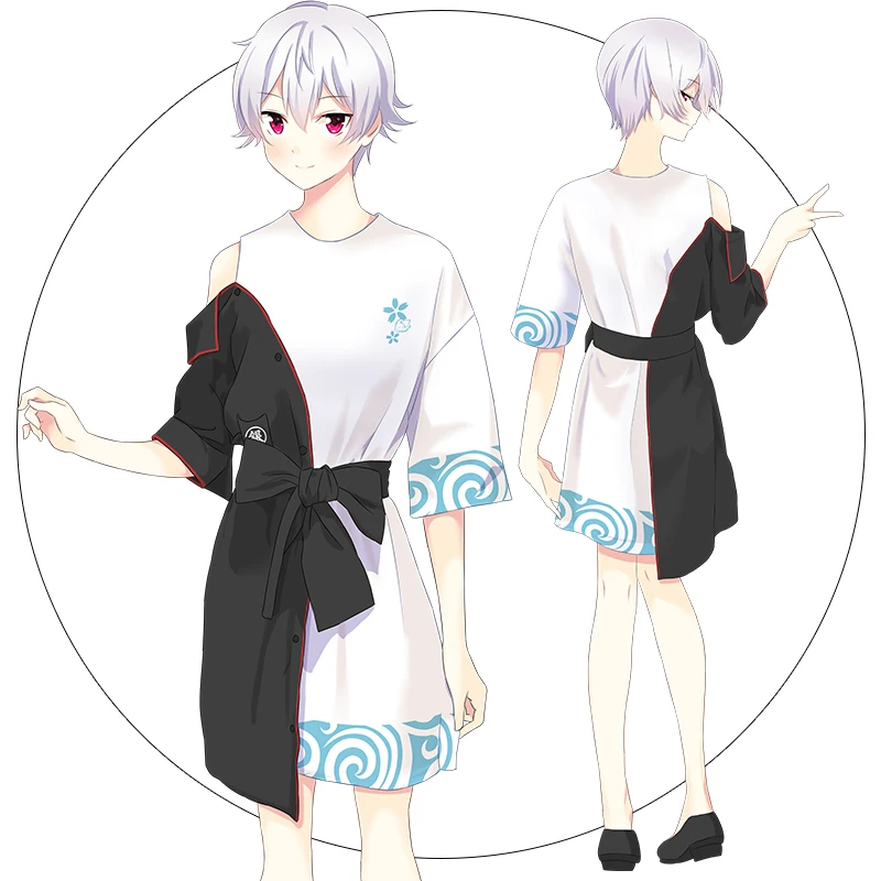 

[FEW STOCK]Anime Anime Silver Soul GINTAMA Summer Cotton Two-piece Shirt Dress Cosplay costume for women New 2017 free shipping