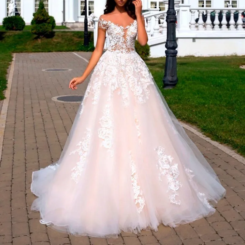Hot Vivian S Bridal 2018 Elegant Fl Print Champagne A Line Vivian S Bridal 2018 Elegant Fl Print Champagne A Line Wedding Dress Y Backless Deep V Neck Off Shoulder
