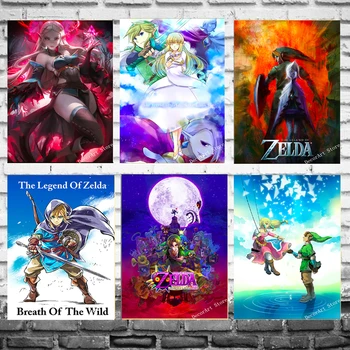 

Japan Game Anime The Legend of Zelda Canvas Painting Vintage Wall Picture Kraft Poster Coated Wall Stickers Home Decoration Gift