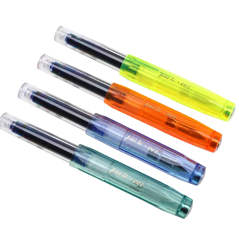 

4pc/lot Creative Wingsung Short Pocket Fountain Pen Cute Kawaii Student Writing Ink Pens Transparent School Office Supplies