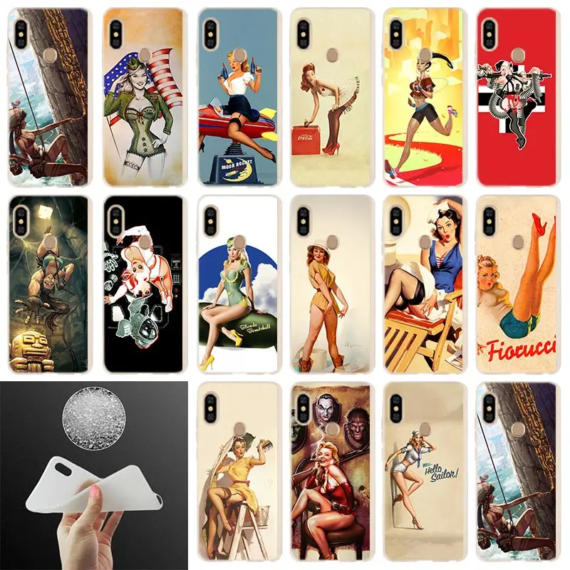 

Fashion Soft Cover Phone Case For Xiaomi Redmi Note 7 6 5 4x redmi 7 6pro 6a s2 5a 4a 4x 5plus 7A PinUp Pin Up Girl