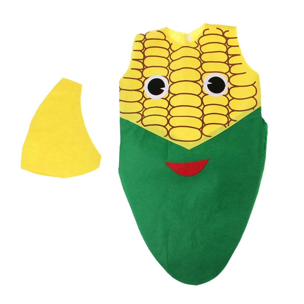 Kids Corn Costume Non-woven Fabric Vegetable Outfit Party Fancy Dress
