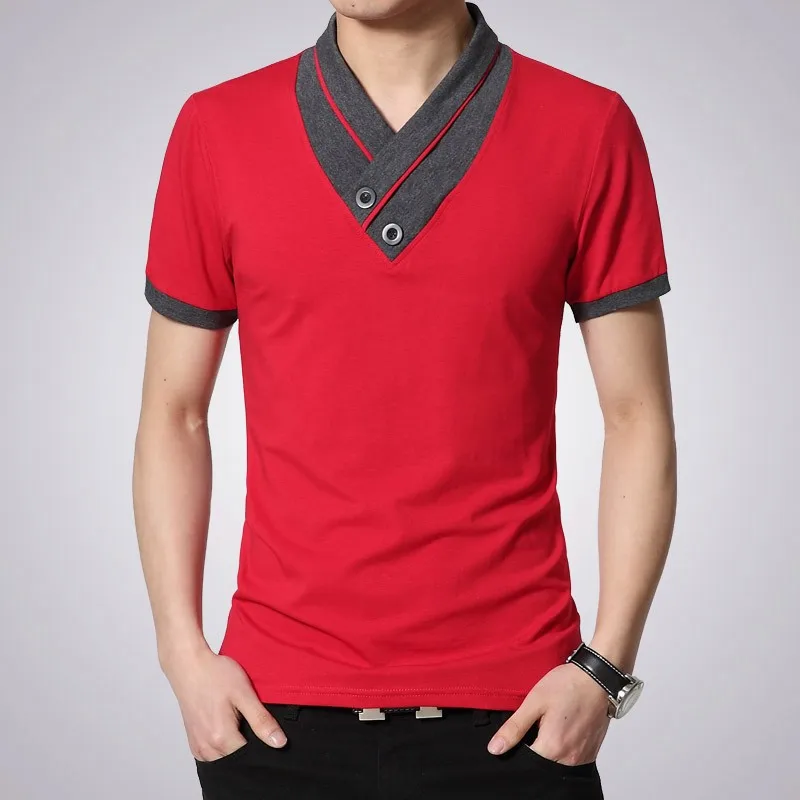 Мужские футболки с v-образным вырезом, брендовая Хлопковая мужская футболка в стиле пэчворк, мужские футболки, топы,,, M40