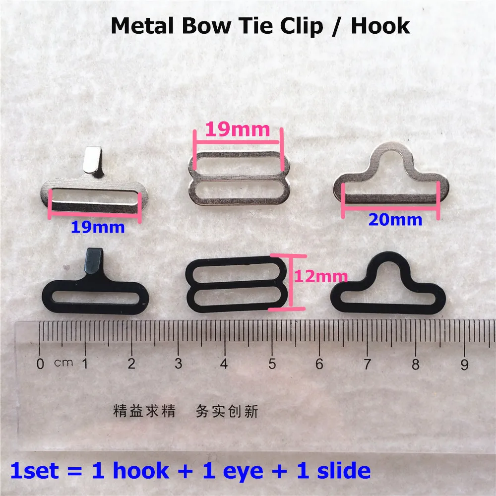 

(2 color option) 200 sets Metal Adjustable Bow Tie Hardware Necktie Hook Cravat Clips Fasteners