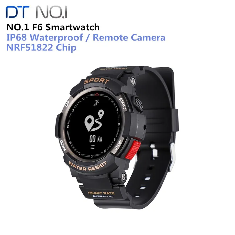  NO. 1 F6 Smart Uhr Telefon NRF51822 Smartwatch GPS Uhr Für Männer IP68 Schlaf Monitor Fernbedienung
