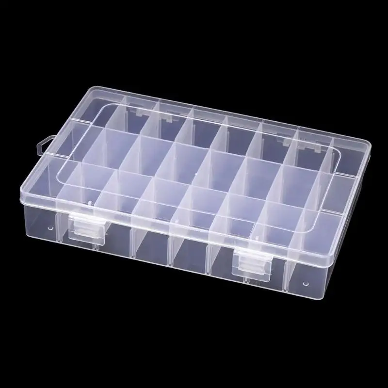 

24 Grid Storage Box Jewelry Beads Pills Screw Organizer Transparent Plastic Container Case Storage Case Boxes Best Selling