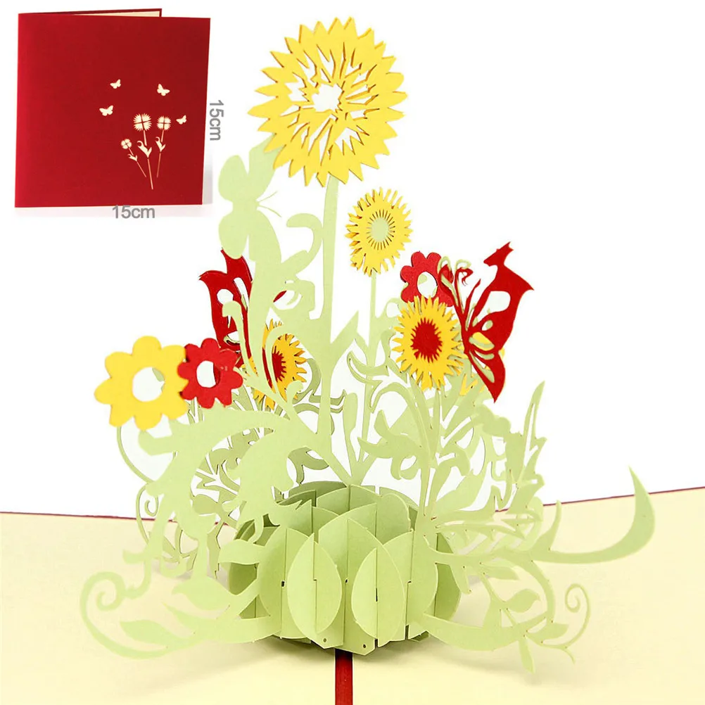  Mother's Day Thank You Greeting Postcard Card Pop Up 3D Sunflower Design Greeting Card Sunflower Bi - 32891067163