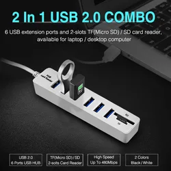 Micro USB 2.0 Hub Combo lecteur de cartes SD/TF, adaptateur USB 3/6 pour ordinateur portable 