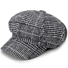Модная фетровая восьмиугольная кепка, новые зимние женские головные уборы, кепка Newsboy черного цвета, художественная Женская кепка, Кепка для отдыха