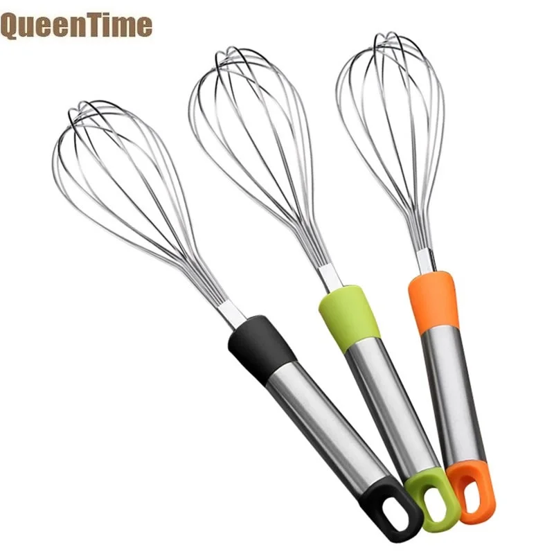 

Queentime Stainless Steel Manual Egg Whisk Cream Flour Stirring Blender Handheld Balloon Beater Cooking Tools Kitchen Gadgets