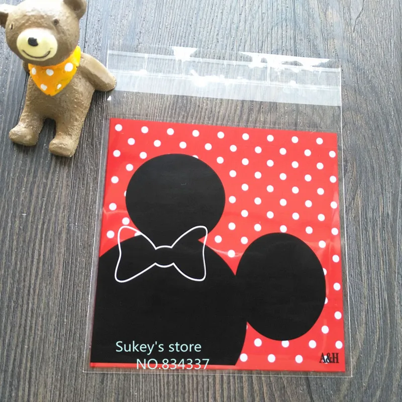 

100pcs/lot Cookie plastic bags red self adhesive bags for biscuits snack baking package10x10cm candy plastic bag