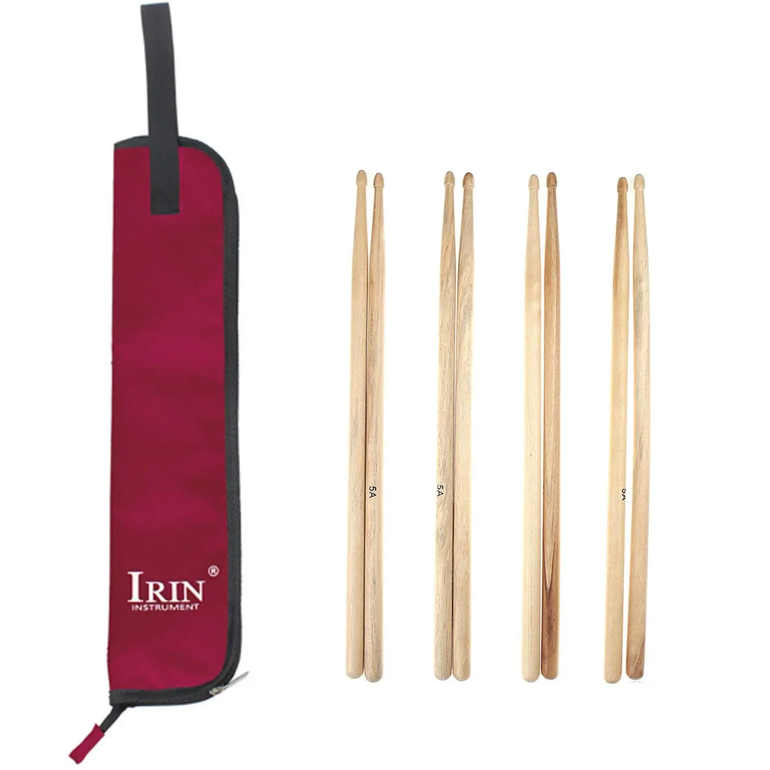 IRIN 4 Pairs 5A Maple Wood Drum Sticks Wood Tip Drumsticks with