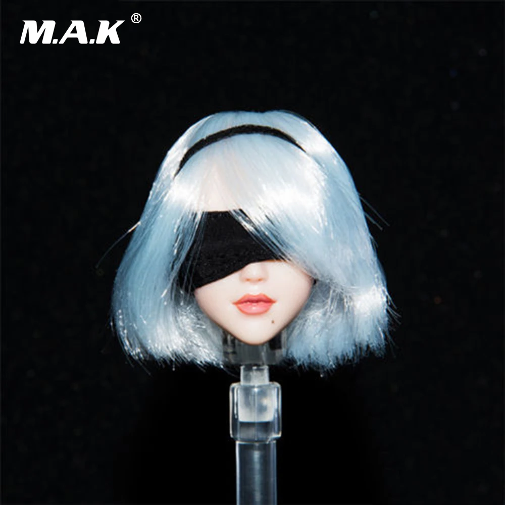 1/6 масштаб женская голова резьба NieR голова: Automata 2B девушка длинные белые волосы