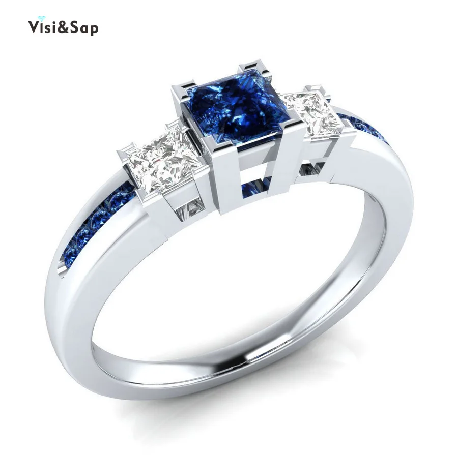 

Visisap Multicolor Geometric Zircon Ring White Gold Color Rings Fr Women Wholesale Vintage Accessories Dropshipping B749