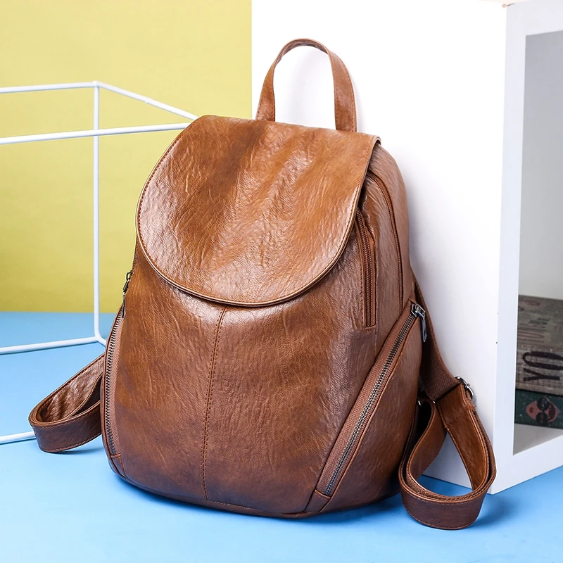 

New Fashion Women Backpacks Bag Laders Causal PU Leather Backpack Shoulder Bags Daypack for Women Female Rucksack Feminine