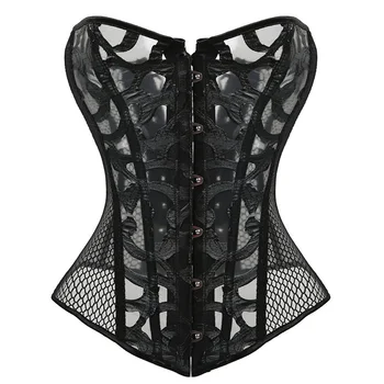 Lace Corset Sexy Bustier Mesh Corselet Summer Underwear Clothing Black White Lingerie G-string Slimming Party Outfits S-2XL 1