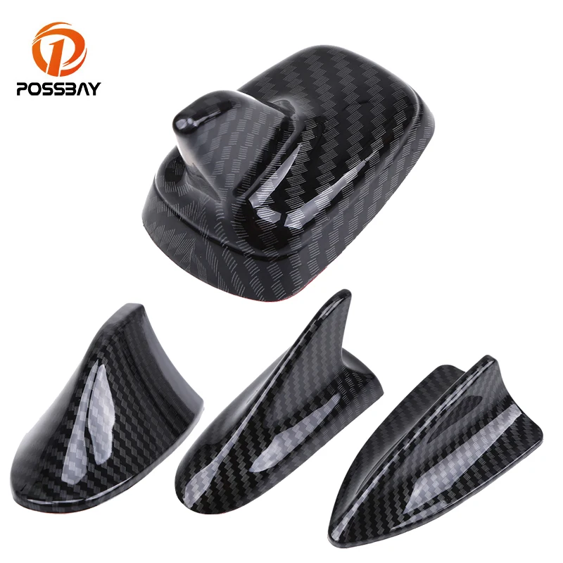 POSSBAY Car Roof Antenna Imitation Carbon Fiber Shark Antennas