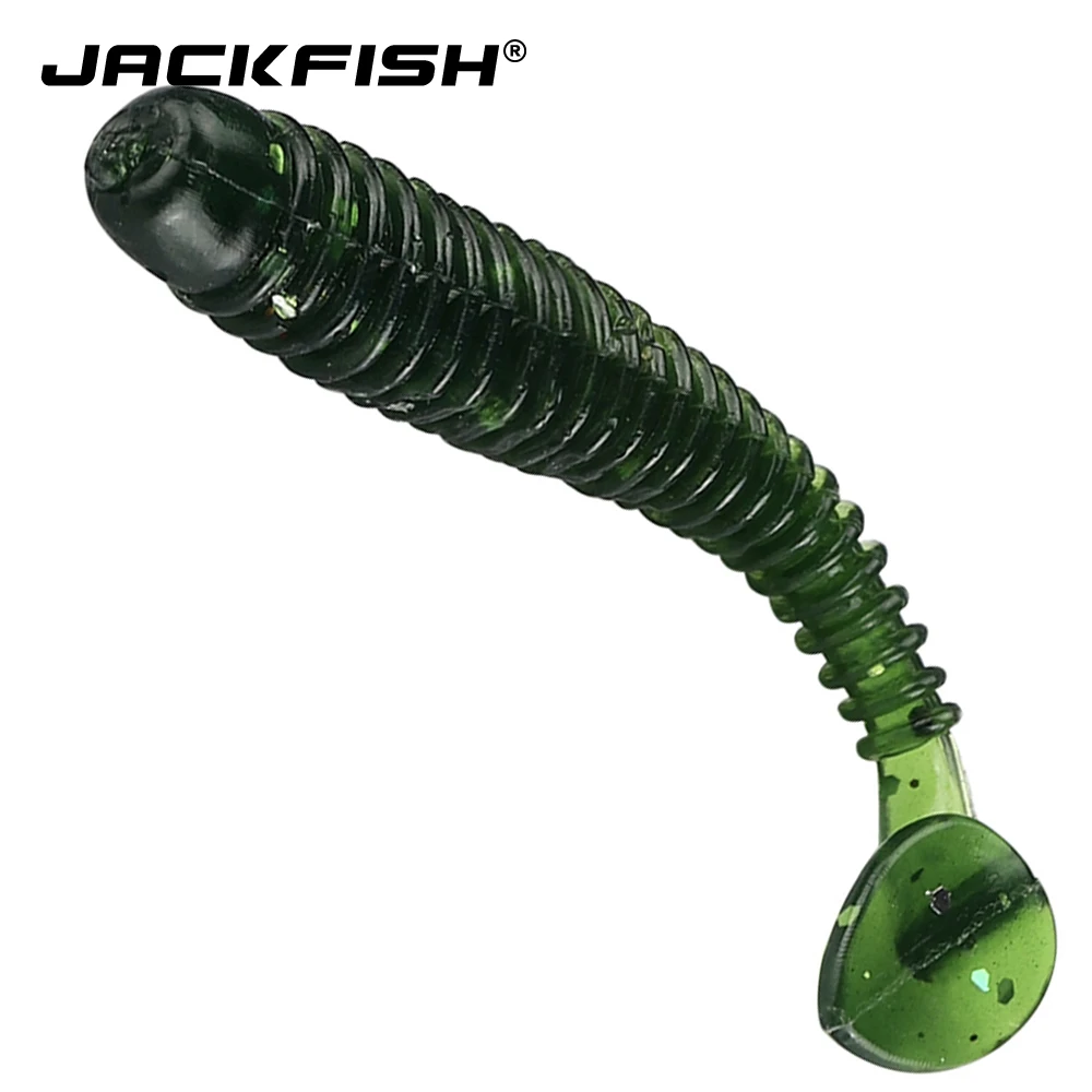 JACKFISH 15 шт./лот 7,5 см/2 г т хвост Мягкая рыболовная приманка джиг голова мягкая искусственная приманка Мягкая приманка плавающие приманки для ловли нахлыстом снасти