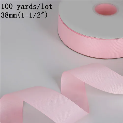 Высокое качество 38 мм(1-1/") 100 ярдов/партия сплошной цвет тесьма атласная лента Гро-Гро лента для DIY подарок обертывание Свадебная вечеринка украшение - Цвет: Pink